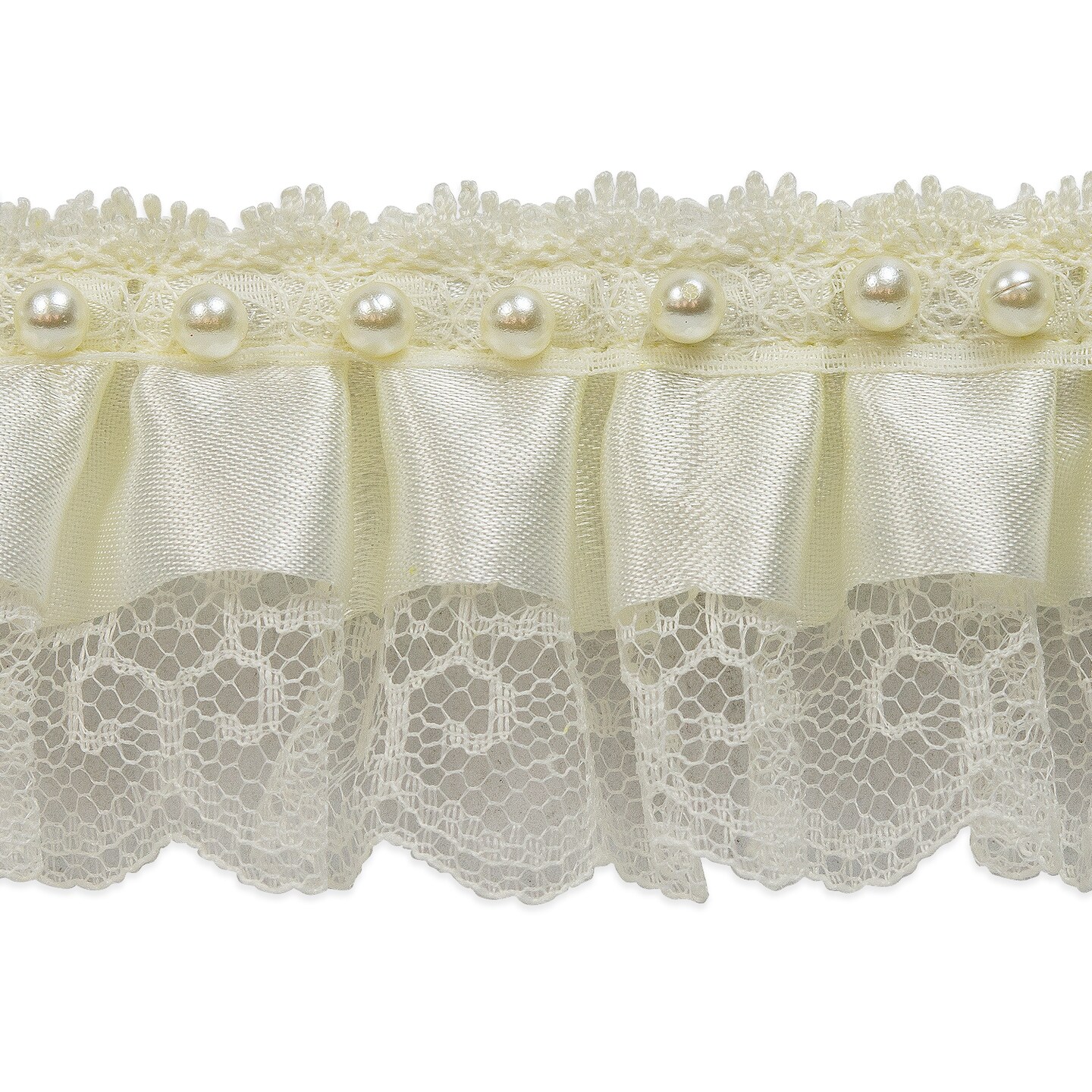 5 Yards of Bradshaw 2" Pearl Accent Ruffled Lace Trim