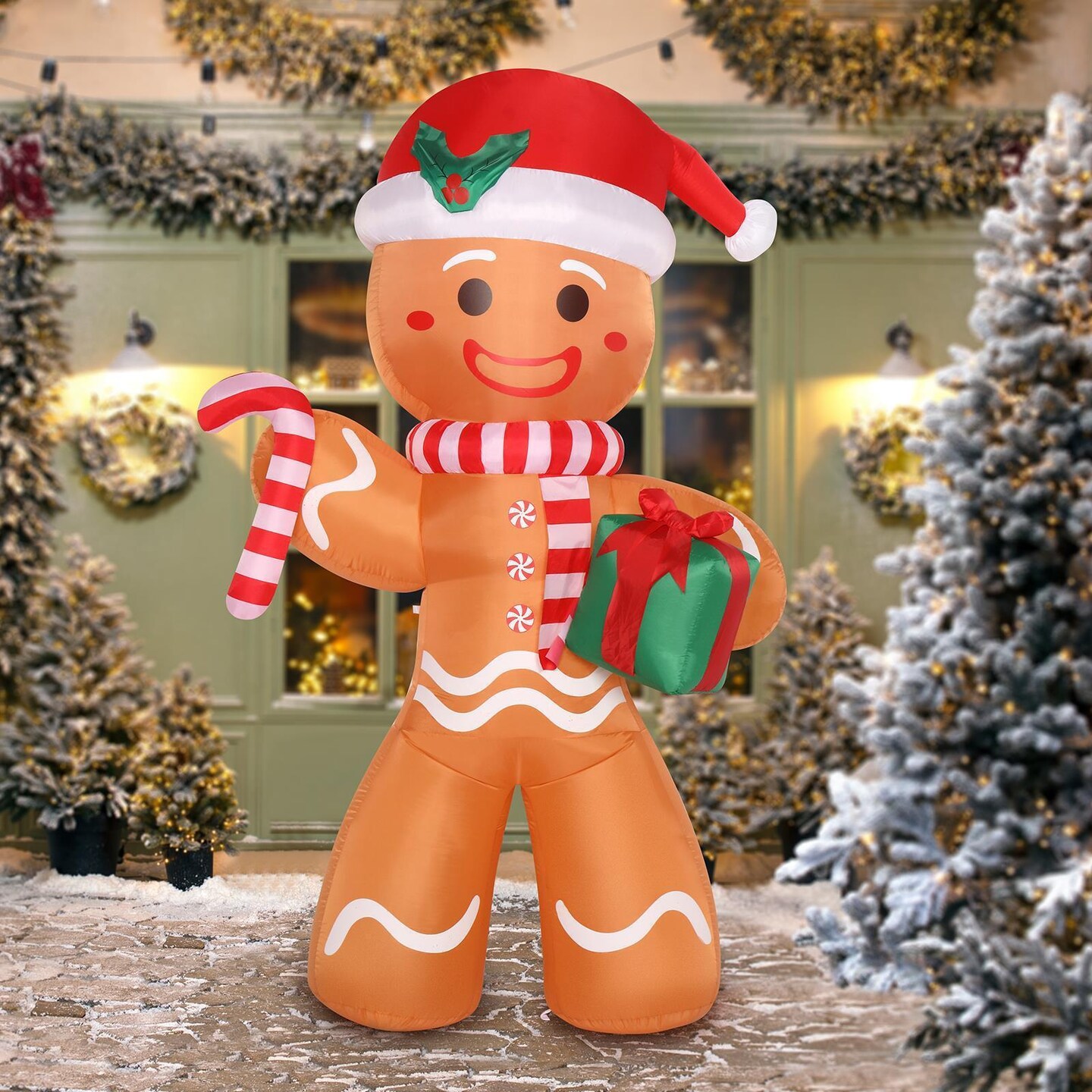 8FT Christmas Inflatables Gingerbread Man Yard Decor