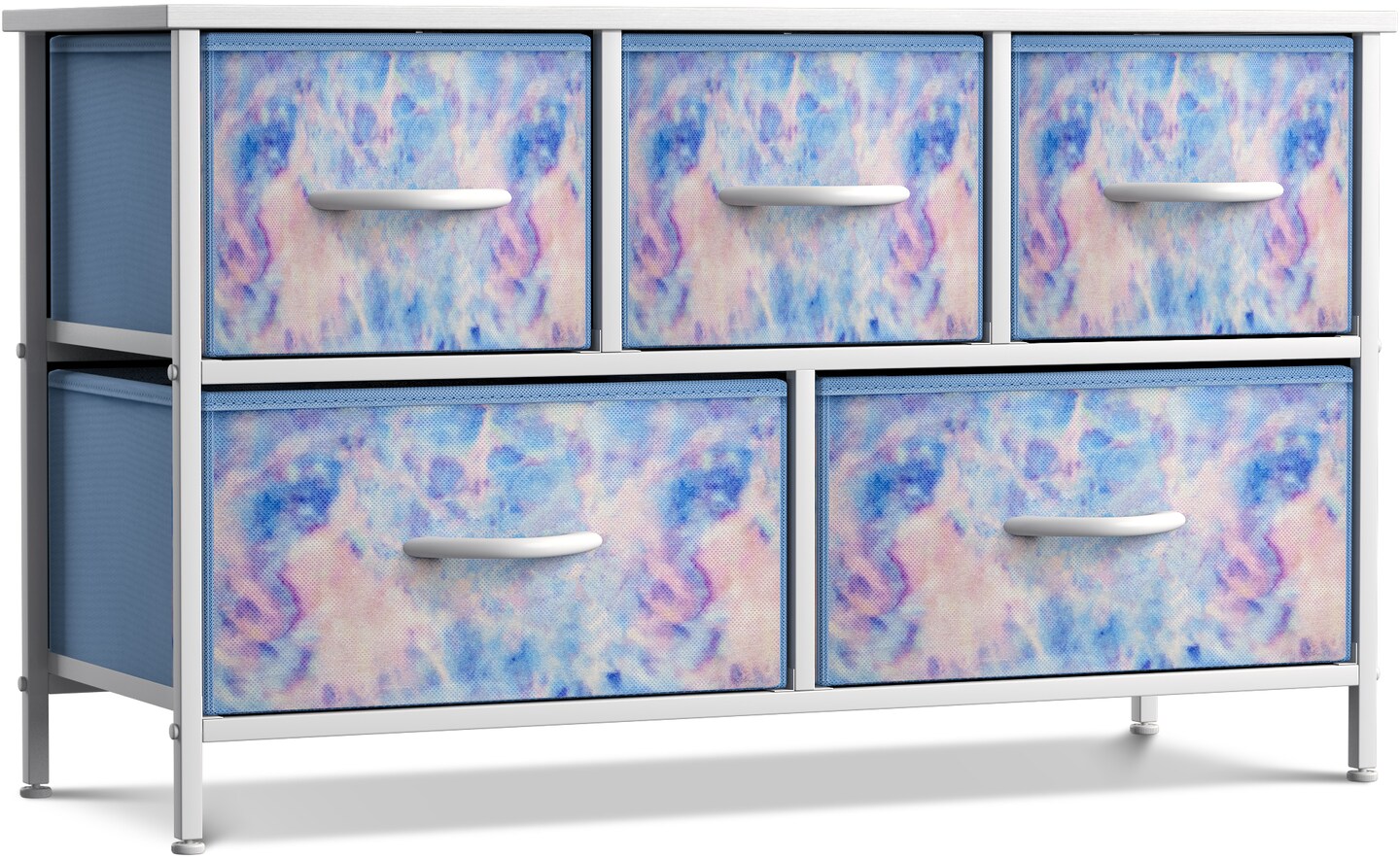 Sorbus Dresser with 5 Drawers - Storage Chest Organizer Unit with Steel Frame, Wood Top, Easy Pull Fabric Bins - Long Wide TV Stand for Bedroom Furniture, Hallway, Closet & Office Organization