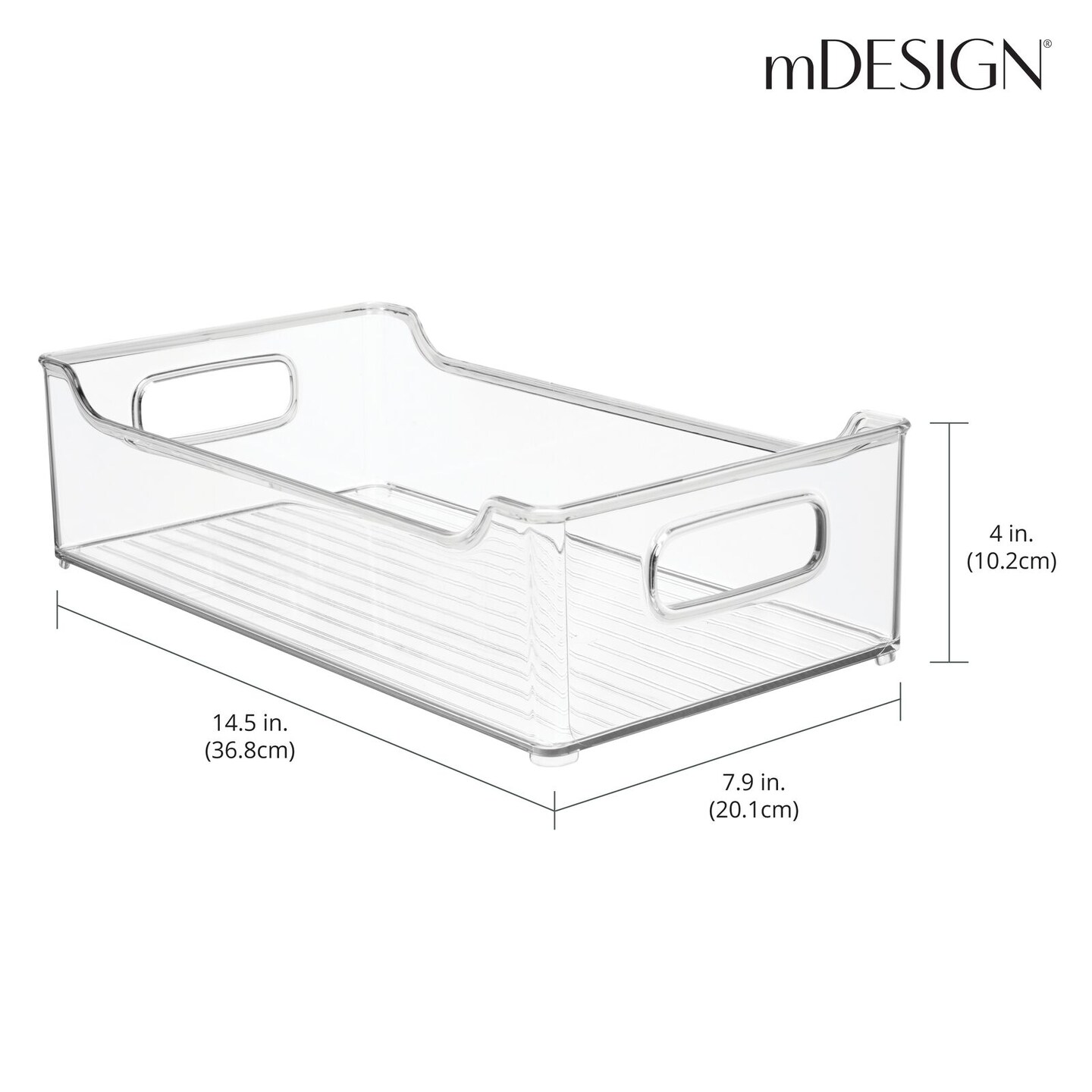mDesign Kitchen Plastic Storage Organizer Bin, Open Dip Front and Handles