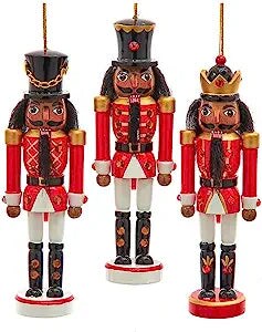 6&#x22; Red and White African American Nutcracker Ornaments, 3 Assorted