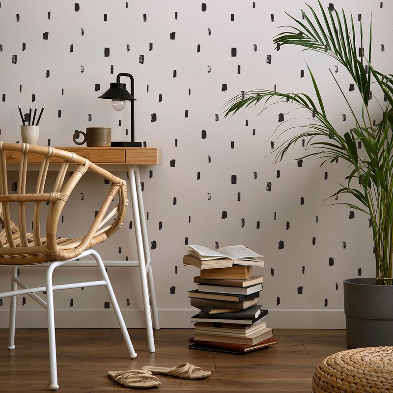 Tempaper Brushmarks Peel and Stick Wallpaper Ink Black