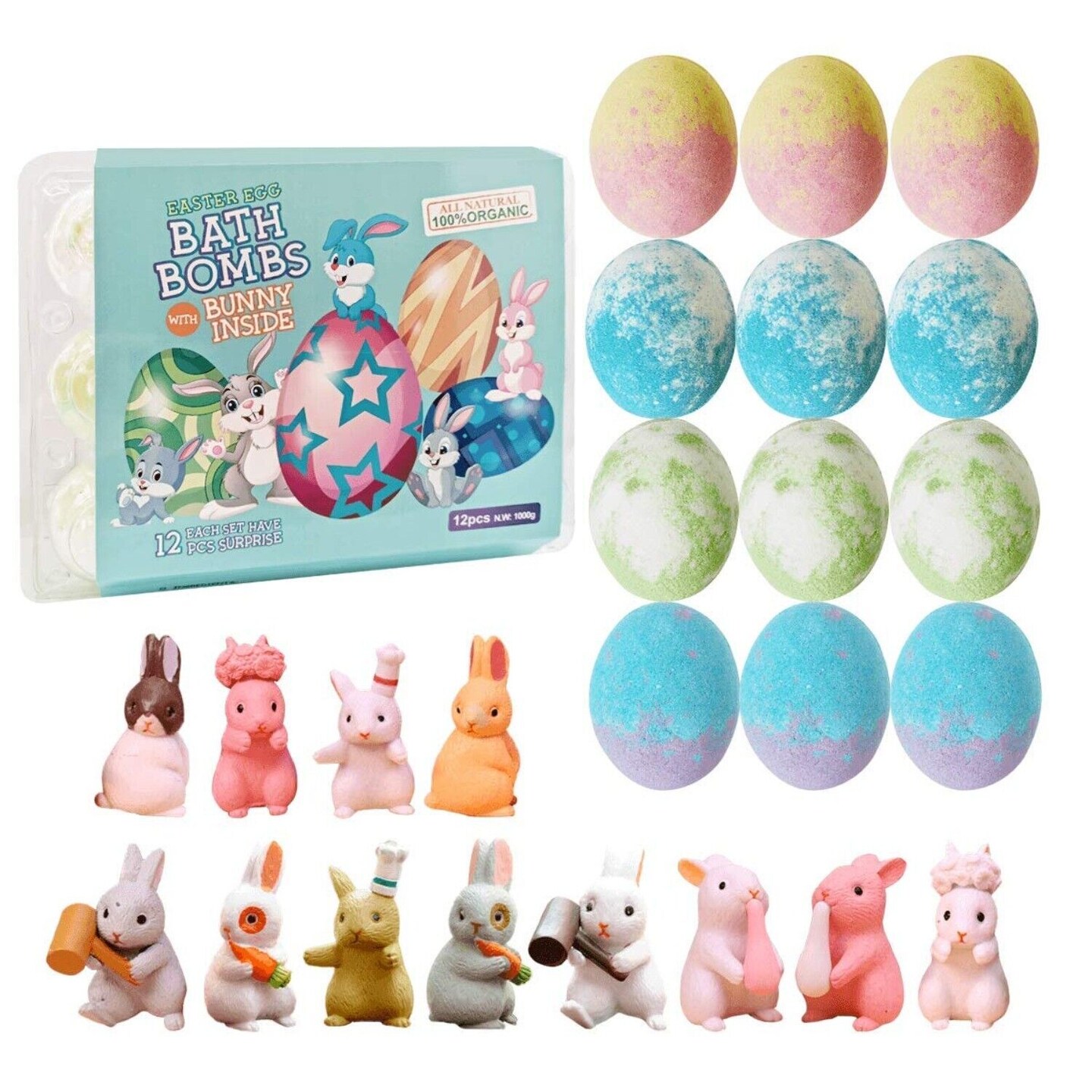 Natural Organic Easter Egg Bath Bomb for Kids 12 packs