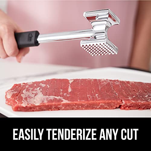 Heavy Duty Meat Tenderizer Hammer, Dual Side Kitchen Mallet, Comfortable Grip Handle, Maximize Food Flavor, Spiked Side Tenderizes, Smooth Flattens Steak, Beef, Commercial Grade, Black