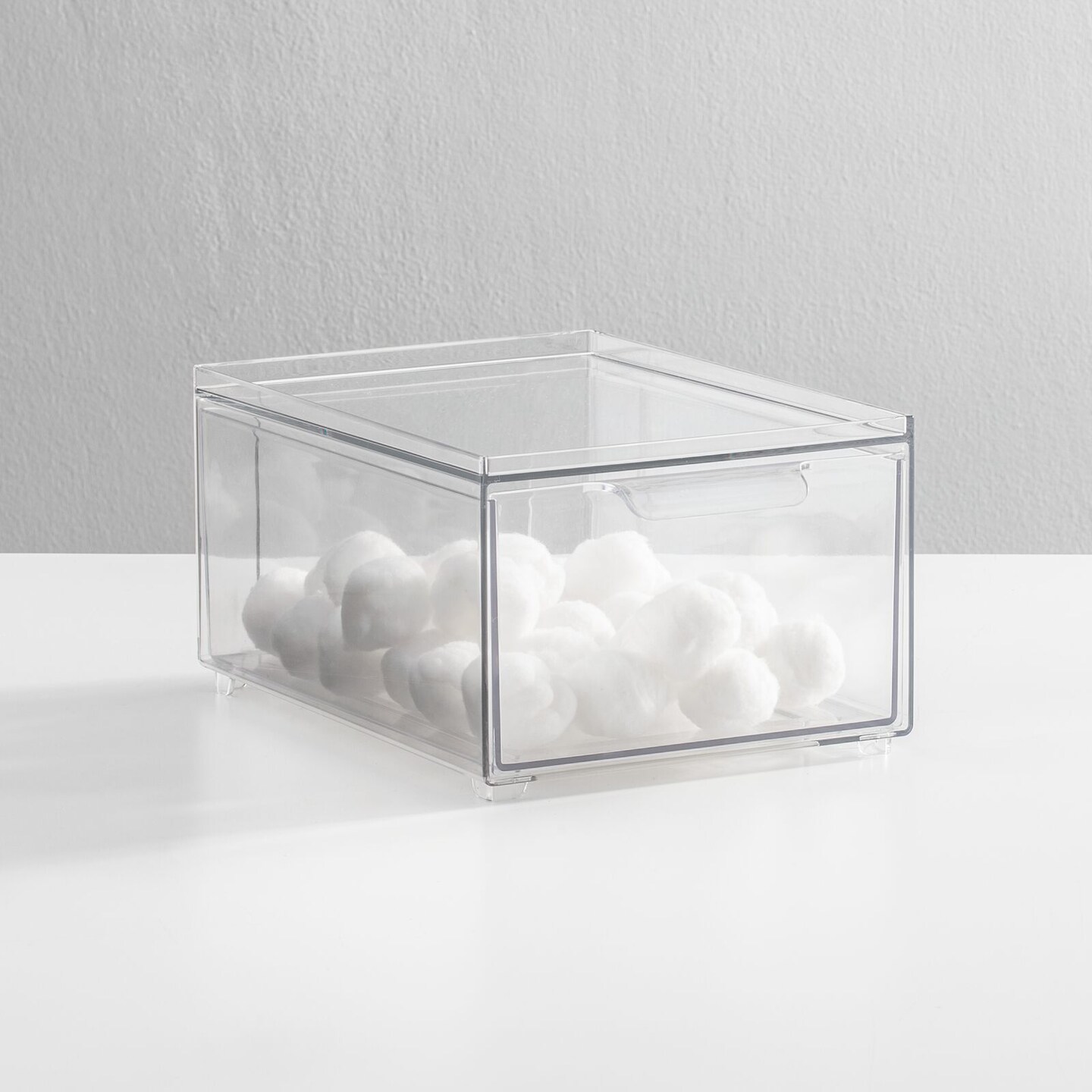 mDesign Plastic Stackable Bathroom Vanity Storage Organizer with Drawer