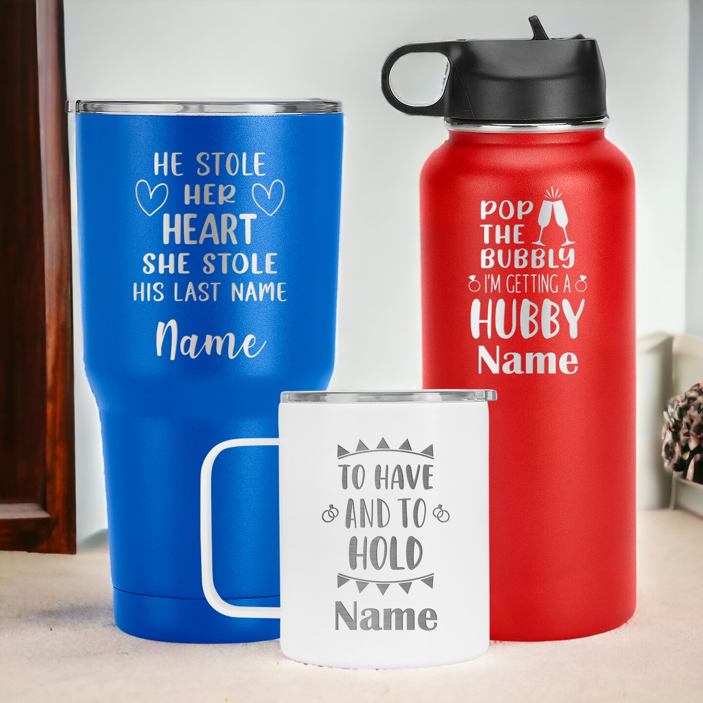 Name Outlined Water Bottle Personalized Engraved Cup unique Gift