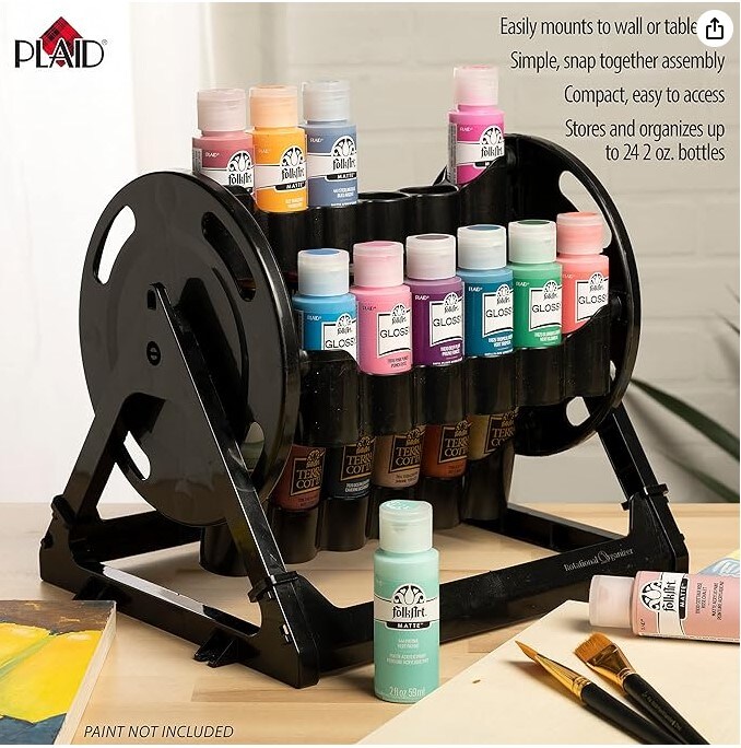 Storage for Rotational Organizers 31100, Black Container Holds 24 Standard 2 oz Bottles of Acrylic Paint for DIY Arts and Crafts
