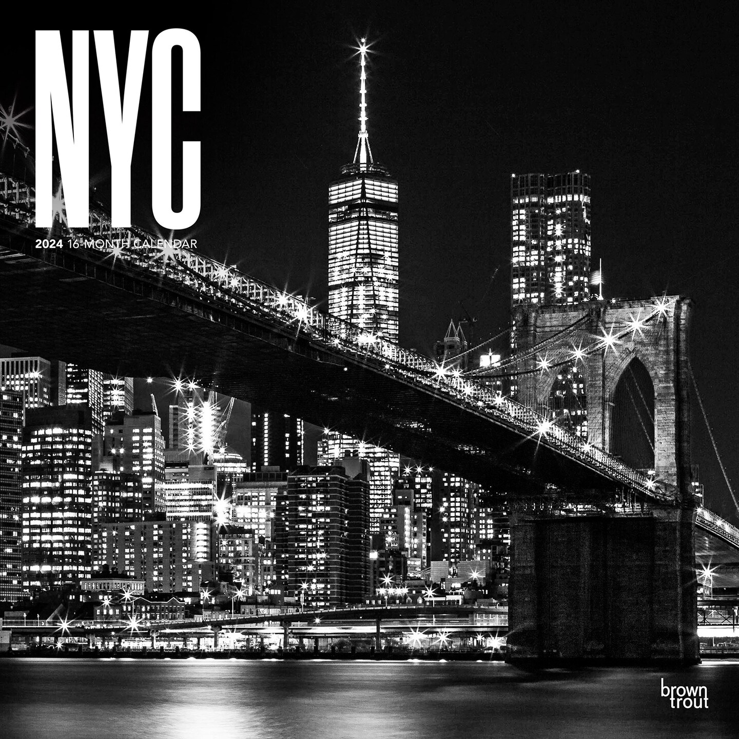 New York City Black & White | 2024 12 x 24 Inch Monthly Square Wall Calendar  | BrownTrout | USA United States of America NYC State Northeast Atlantic |  Michaels
