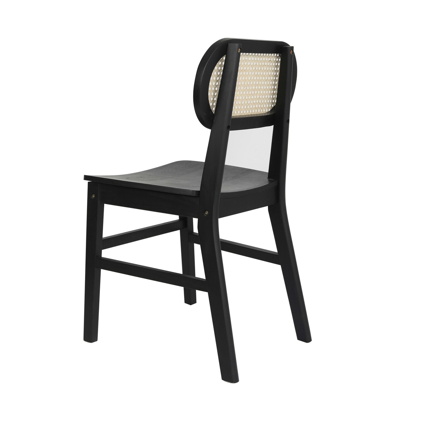 Merrick Lane Analise Set of 2 Cane Rattan Dining Chairs with Solid Wood Frames