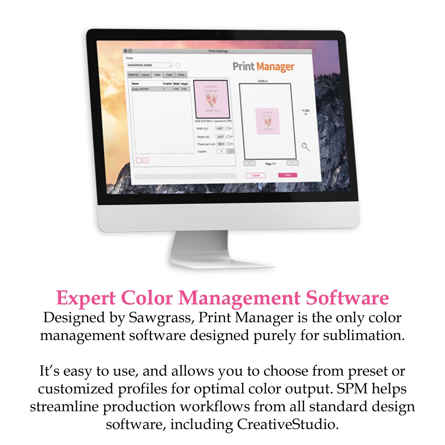 Sawgrass SG1000 Sublimation Printer with Choice of SubliJet UHD Install Kit. Bundle for Sublimation Blank Printing. Includes Samples, Subli Ink, Bypass Tray, Heat Tape & Dispenser, Beginners Guide, & Paper.