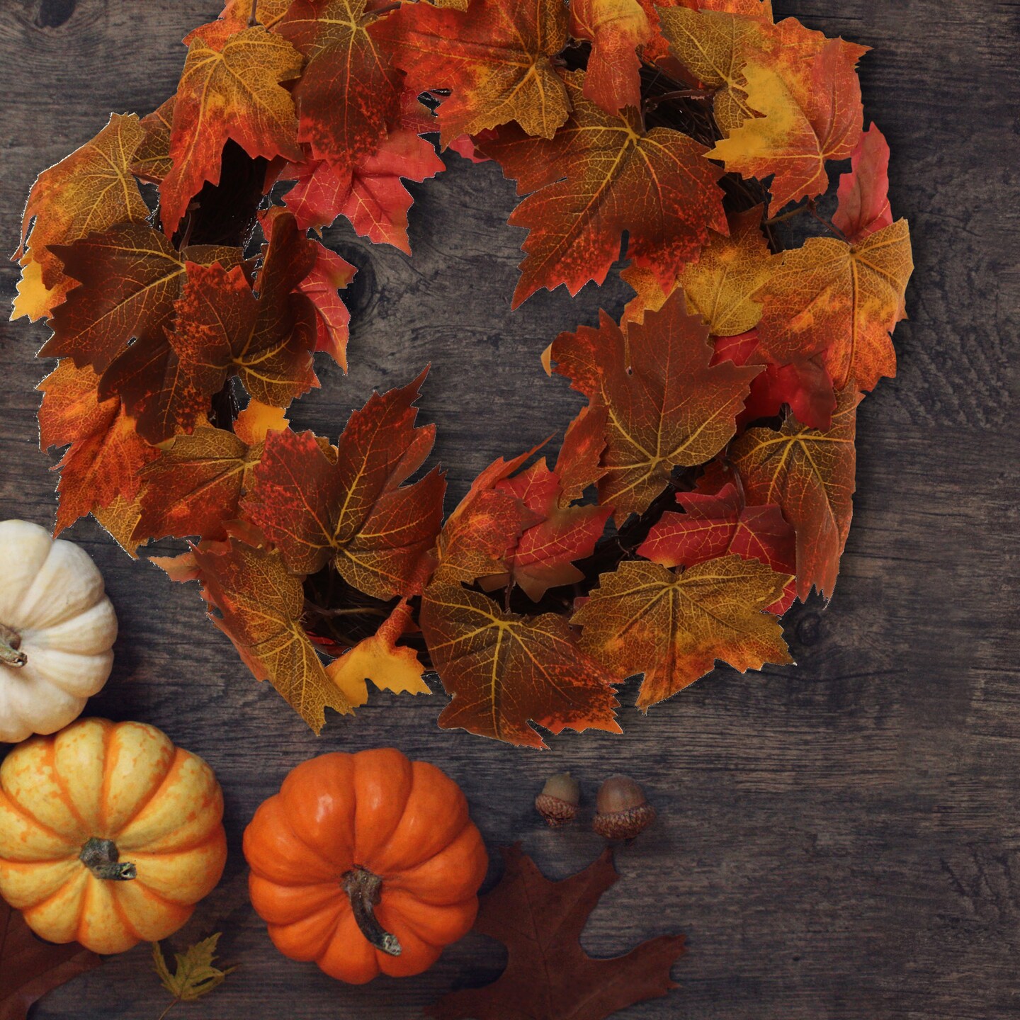 16" Multi-Colored Maple Leaf Wreath by Floral Home®, Floral Home by Artificial Flowers