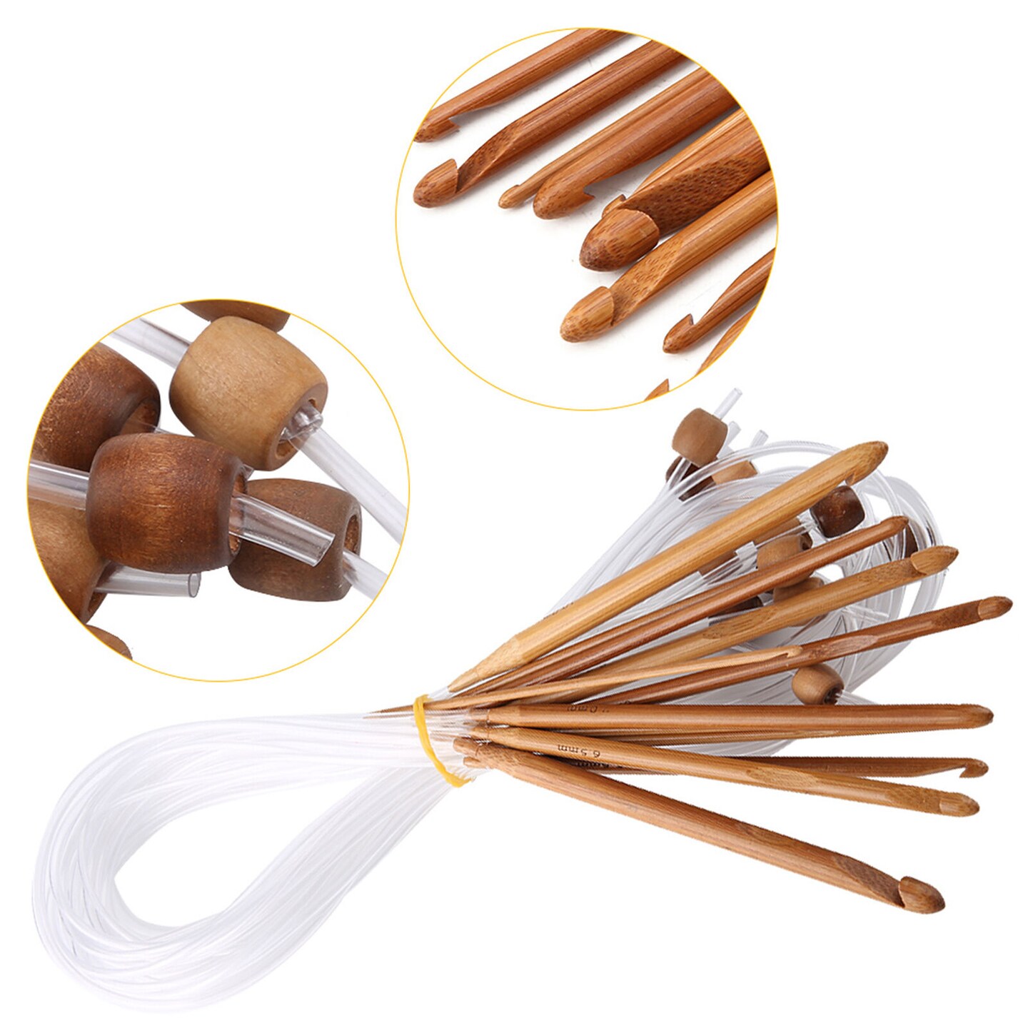 Kitcheniva Carbonized Bamboo Afghan Tunisian Crochet Hooks Kit 12 Pcs
