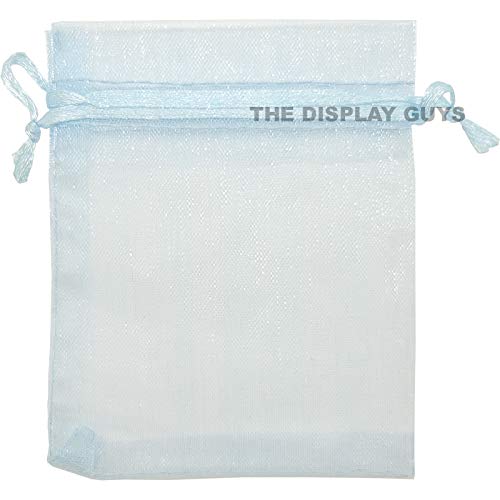 TheDisplayGuys 100-Pack 3x4 Blue Sheer Organza Gift Bags with Drawstring, Jewelry Candy Treat Wedding Party Favors Mesh Pouch