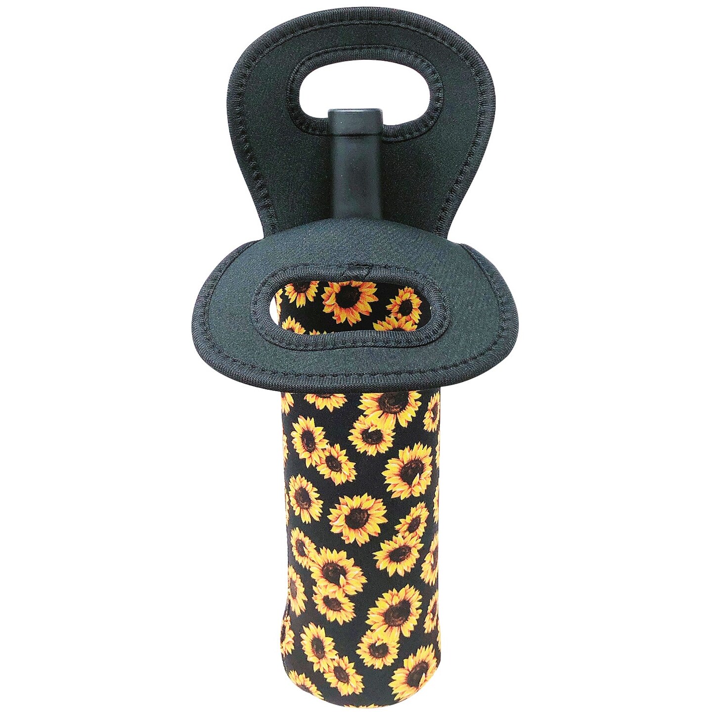 Wrapables Insulated Neoprene Wine Tote, One Bottle / Sunflowers