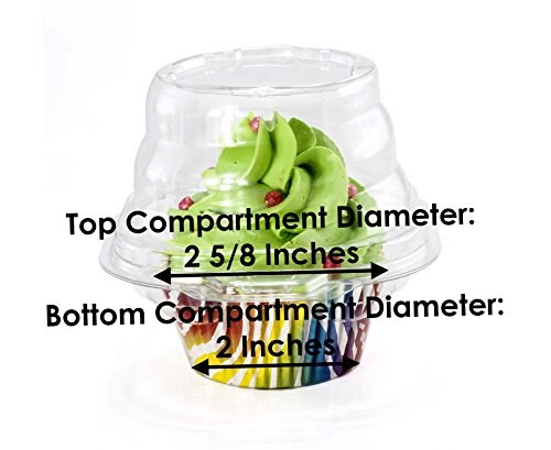 Individual Cupcake Container (Pack of 100) - Single Compartment Cupcake Carrier Holder Box - Stackable - Deep Dome - Clear Plastic - BPA-Free