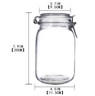 Glass Jar with Lid - Glass Canister 48oz - 2pc Canister Set for