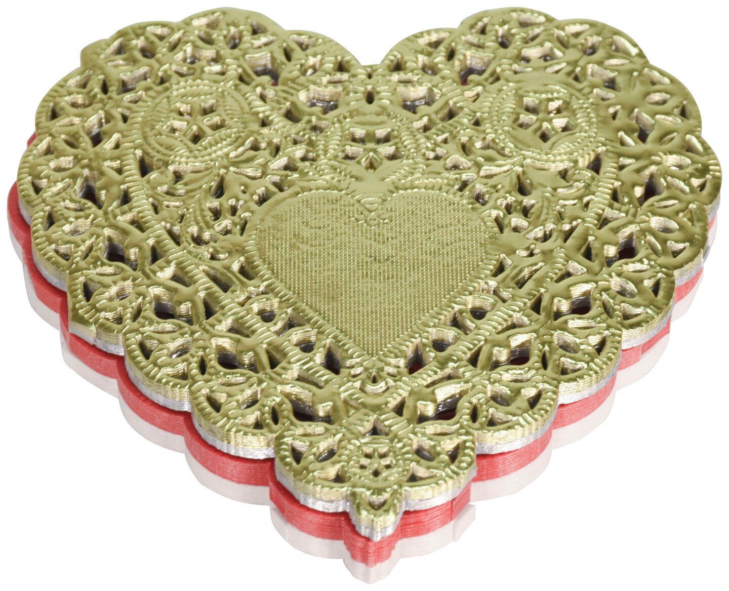 School Smart Paper Die-cut Heart Lace Doily, 4 Inches, Red, Pack