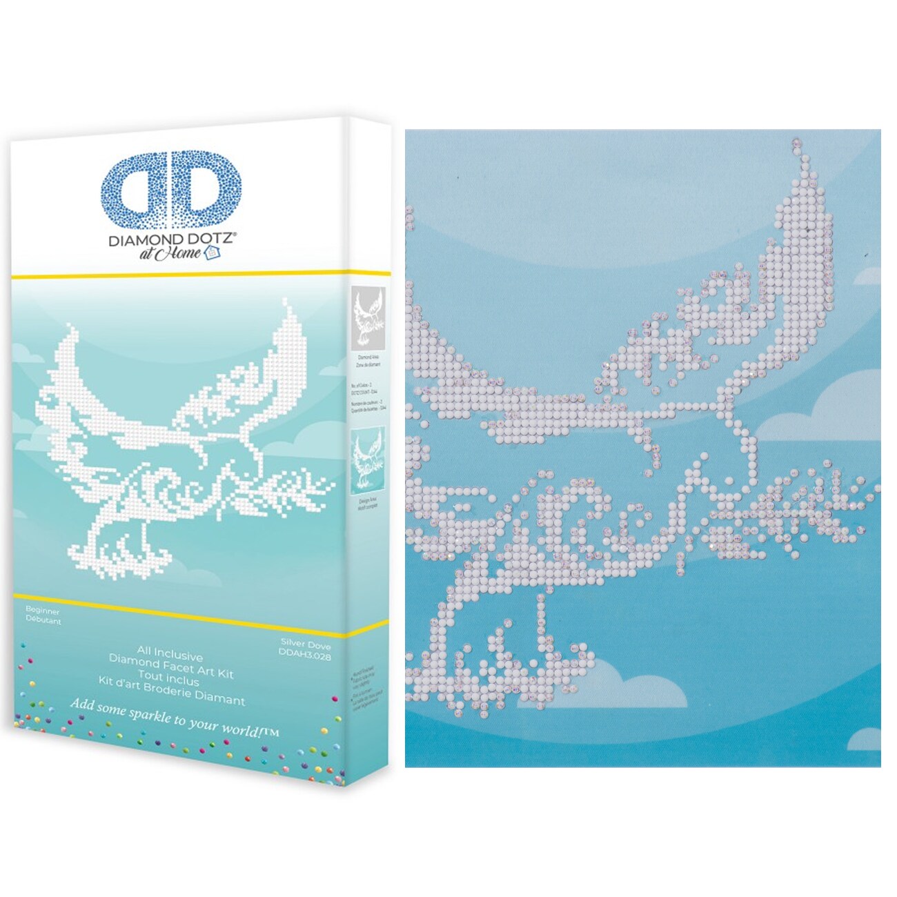 Diamond Dotz at Home - Silver Dove, Partial Drill, Round Dotz, Diamond Painting Kits, Diamond Art Kits for Adults, Gem Art, Diamond Art, Diamond Dotz, 11.8"x11.8"