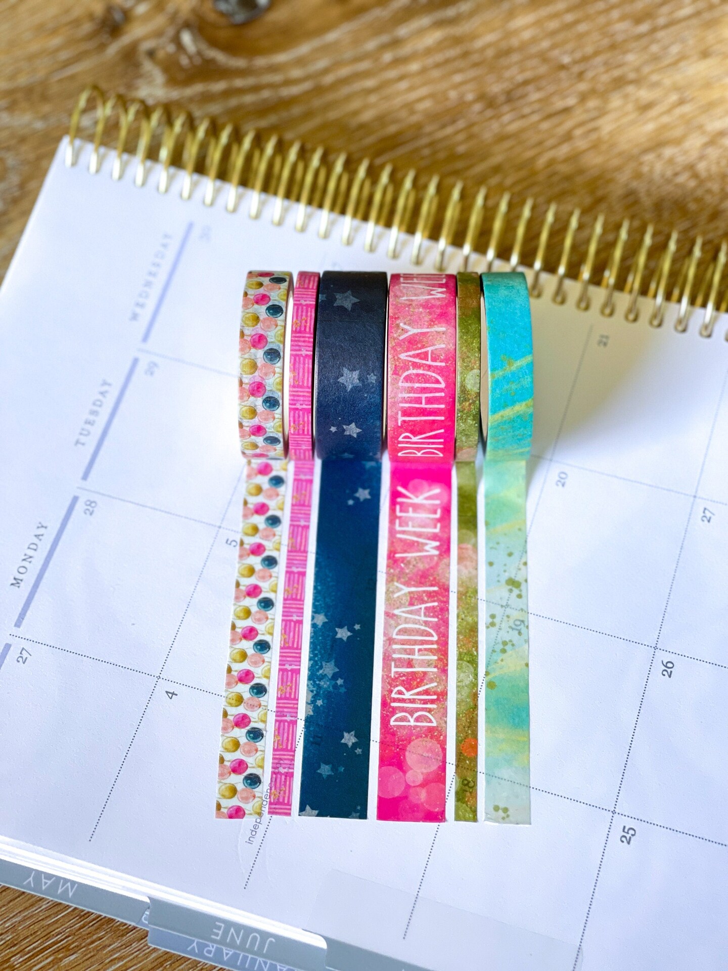Birthday Week Navy &#x26; Pink Celebration Party Washi Tape Set (#W026)
