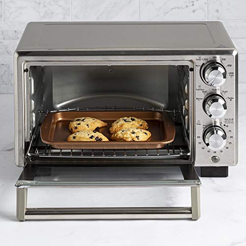 4 Pieces Non-Stick Toaster Oven Bakeware Set , Carbon Steel, Easy to Clean and Perfect for Single Servings, Copper