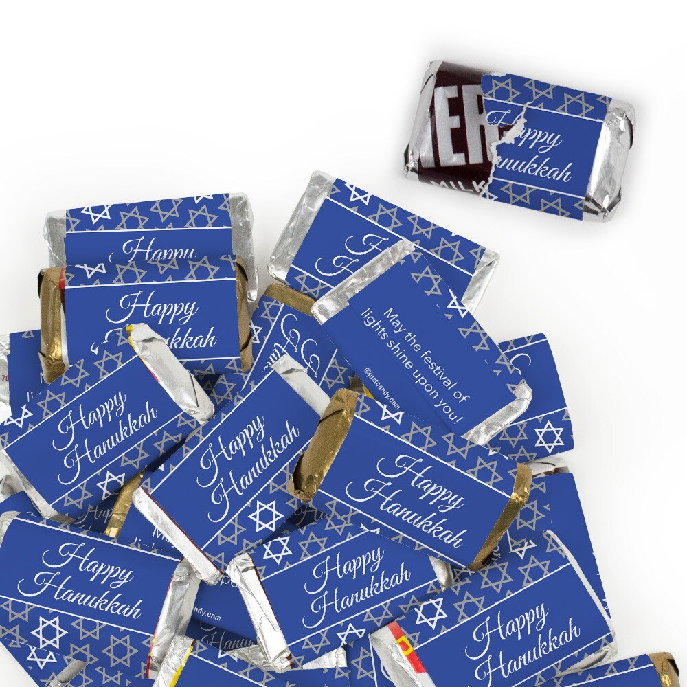 Hanukkah Candy Party Favors Hershey&#x27;s Miniatures Chocolate - Festive Pattern