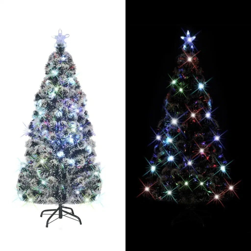 5ft Green and White LED Fiber Optic Christmas Tree