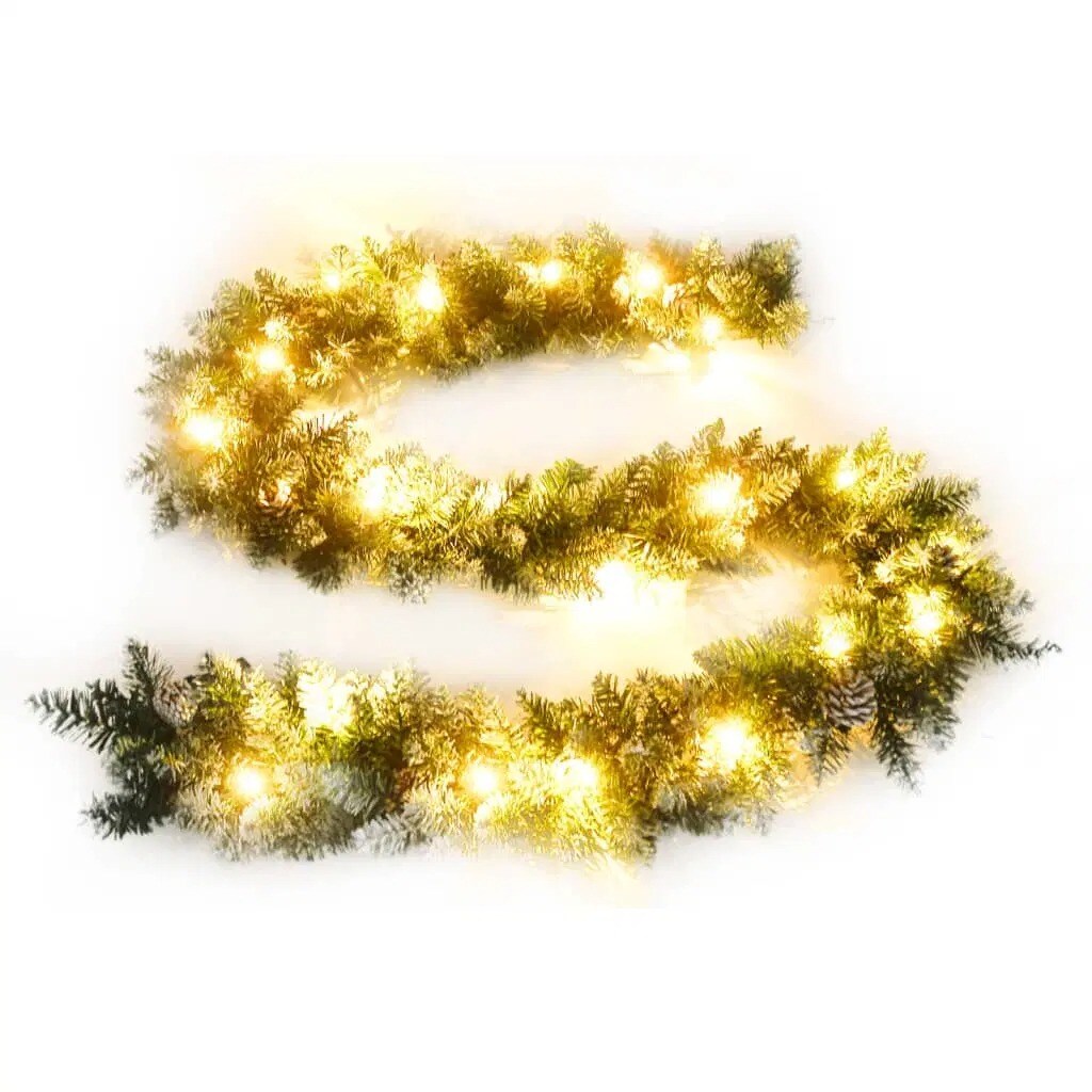 9 ft Green Christmas Garland with LED Lights