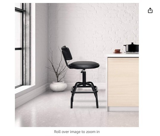 Adjustable Height Bar Stool, 360 Degree Swivel, Modern Guitar Stool with PU Leather Cushion, Heavy Duty Steel Frame for Bar, Shop, and Music, Garage, Black