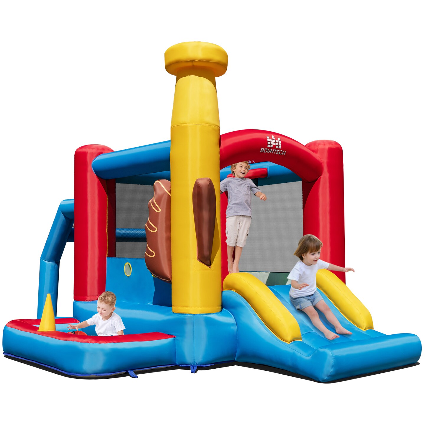 Baseball Theme Inflatable Bounce House With Slide Ball Pit For Kids 3-10 Years