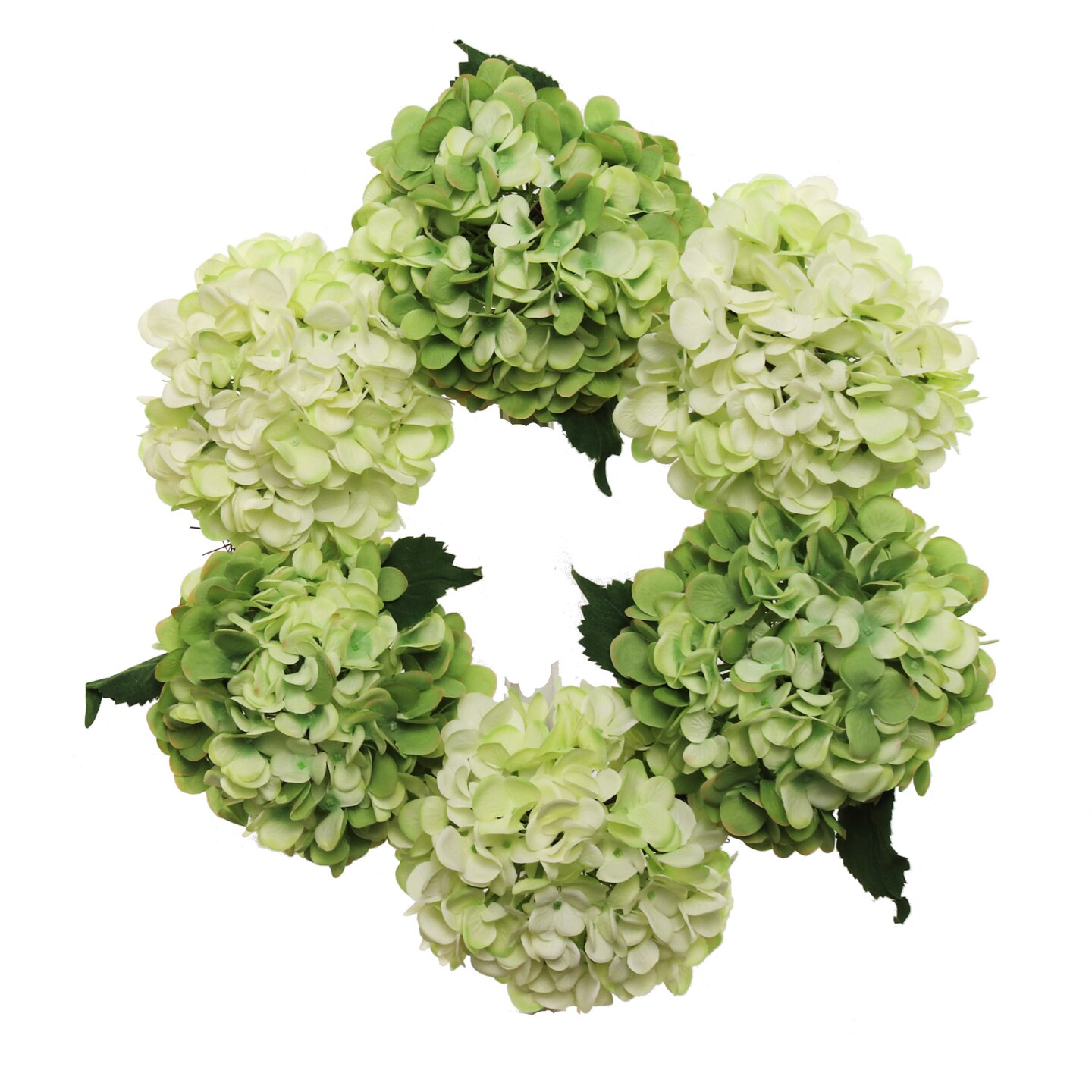 15" Mixed Green Hydrangea Wreaths - 2-Pack, Lifelike Blooms on Grapevine Ring, Perfect for Front Door, Wall & Wedding Décor - Spring & Year-Round Accent, Floral Home by Artificial Flowers