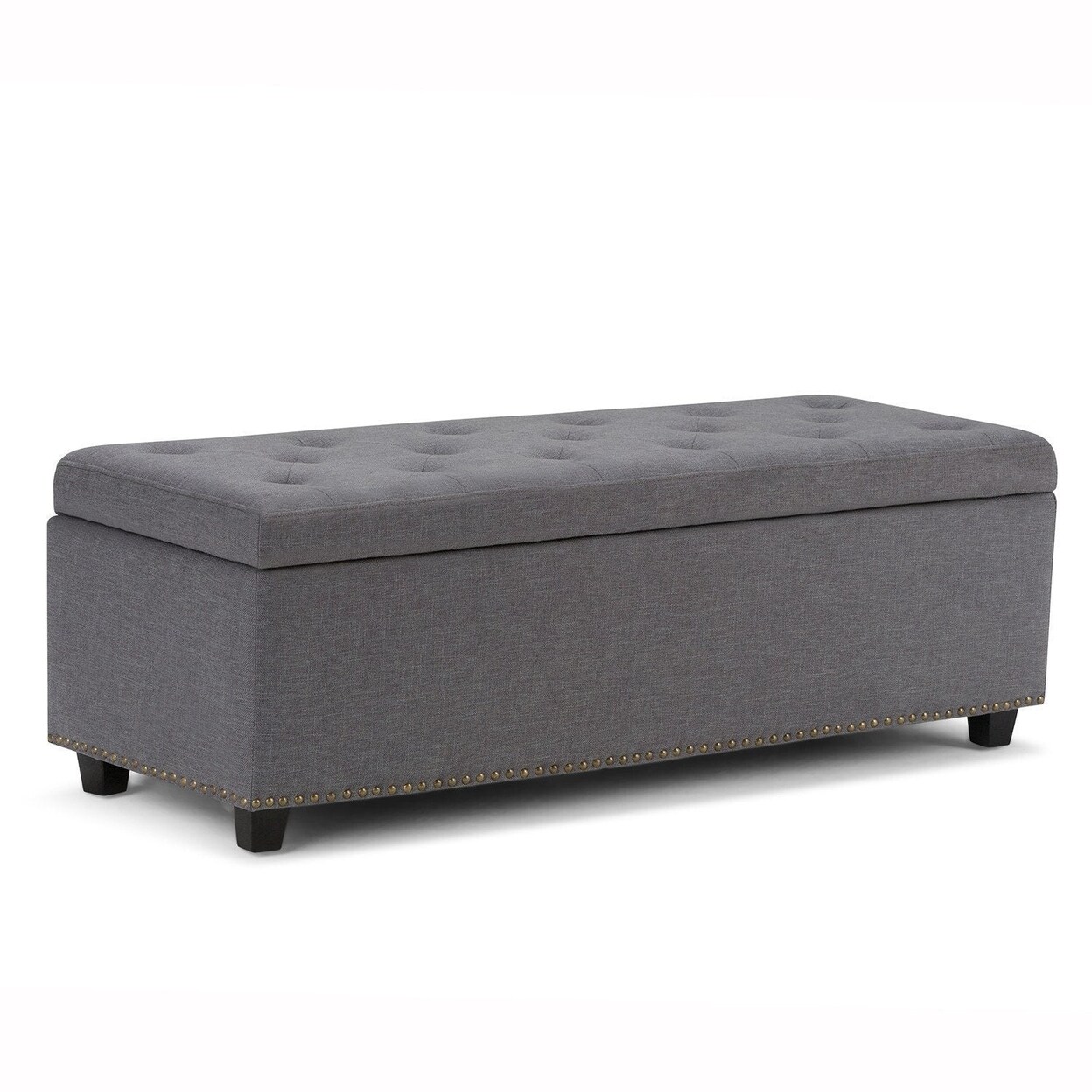 Simpli Home Hamilton 48" WideRectangle Lift Top Storage Ottoman Transitional