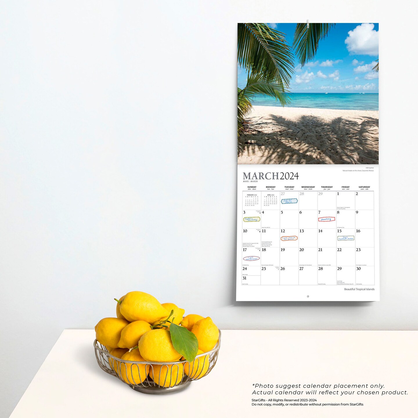 Beautiful Tropical Islands | 2024 12 x 24 Inch Monthly Square Wall Calendar | Sticker Sheet | StarGifts | Scenic Travel Photography