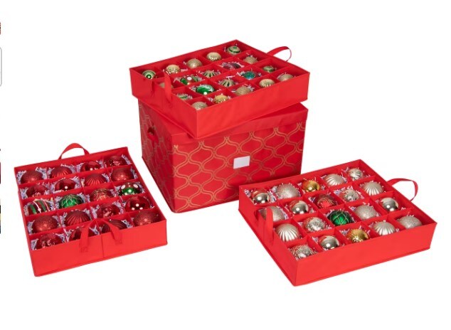Red 60-Count Ornament Storage Box