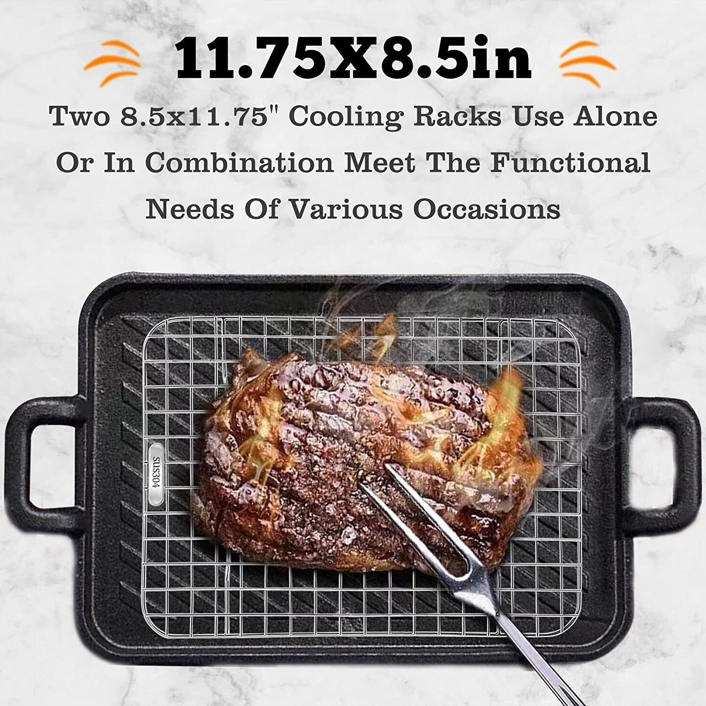 2Pcs Oven-Safe Stainless Steel Cooling Racks for Cooking and Baking