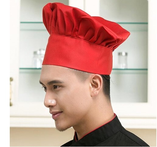 Chef Apron Hat Set, Chef Hat and Kitchen Adult Adjustable Baker Costume Apron for Men and Women Father&#x27;s Day Present (Red)