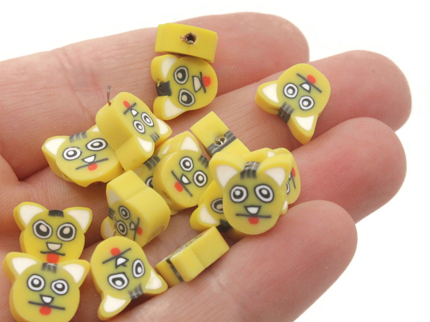 20 Yellow Cow Head Beads Miniature Animal Beads Polymer Clay Beads