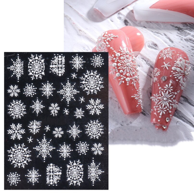 Snowflake Crystal Embossed Nails That Shine