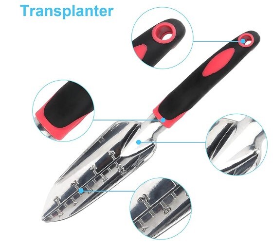 Garden Tool Set, 3PCS Heavy Duty Aluminum Gardening Tools with Soft Non-Slip Ergonomic Handle, Including Hand Trowel, Transplant Trowel, and Cultivator Hand Rake, Ideal for Planting, Digging, and Harvesting