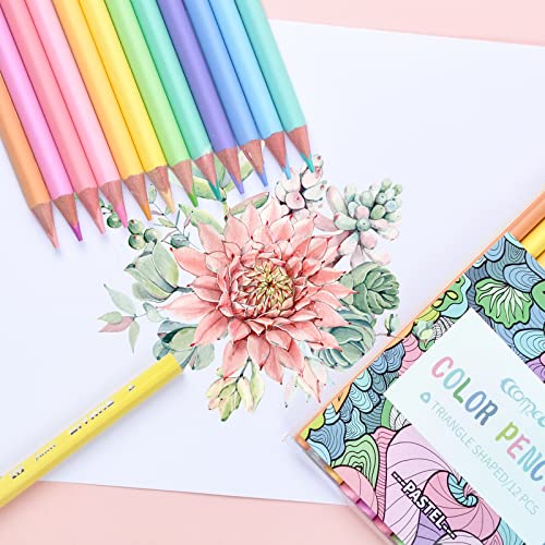 Macaron Colored Pencils, soften wood, Pastel coloring for adult and kids, Pack of 12