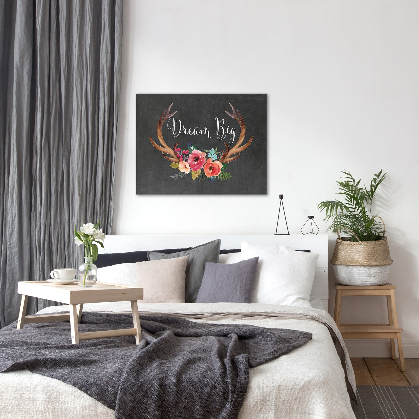 Dream Big Antlers Chalkboard  by Amy Brinkman  Gallery Wrapped Canvas - Americanflat