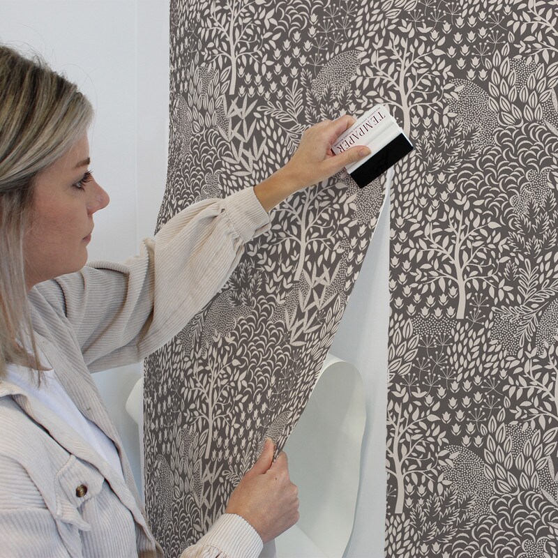 Tempaper Woodland Fantasy Peel and Stick Wallpaper Mythical Grey