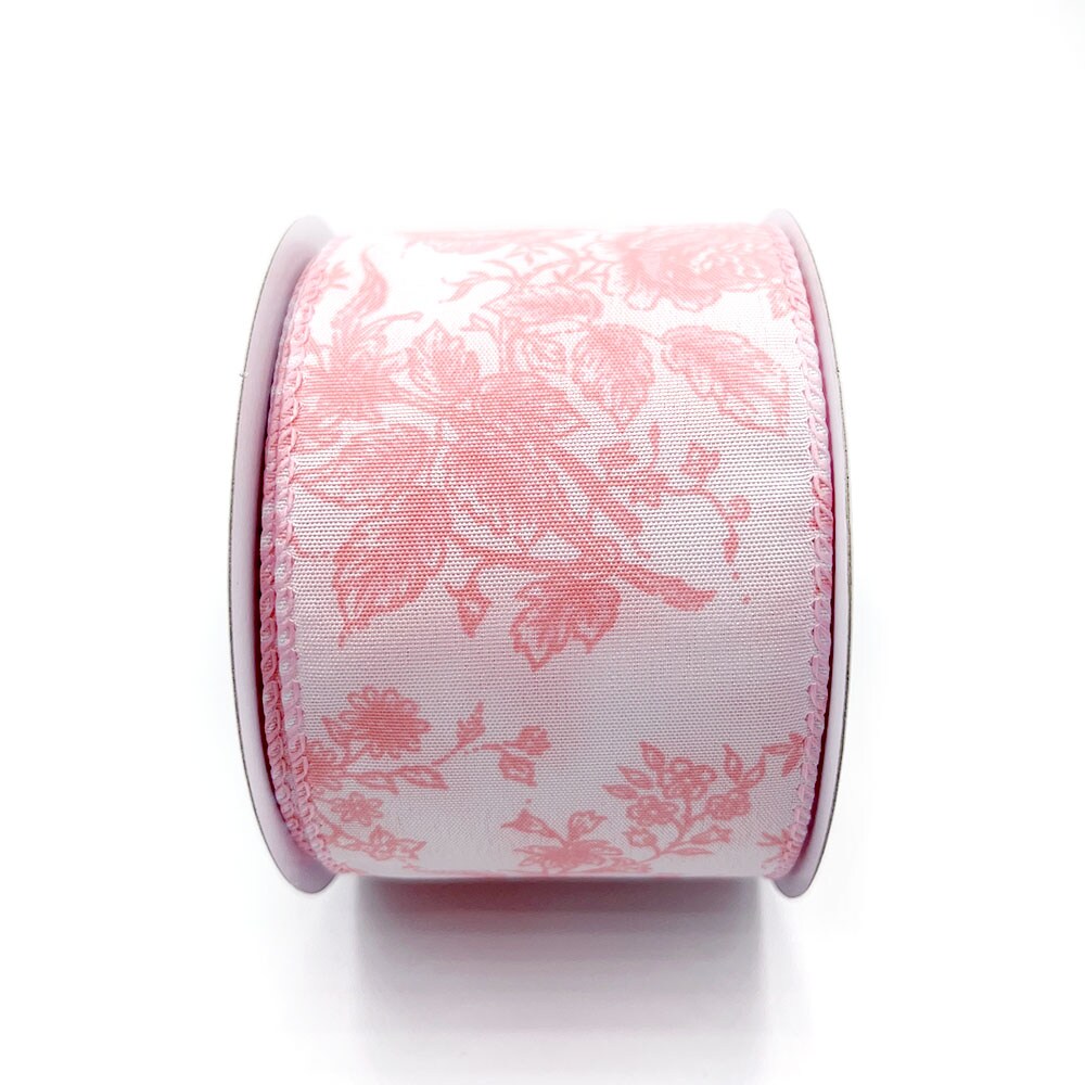 Designer&#x2019;s Shop Rose Floral wired edge ribbon, 2.5&#x201D; x 10 yard, Valentine&#x27;s and Wedding Ribbons