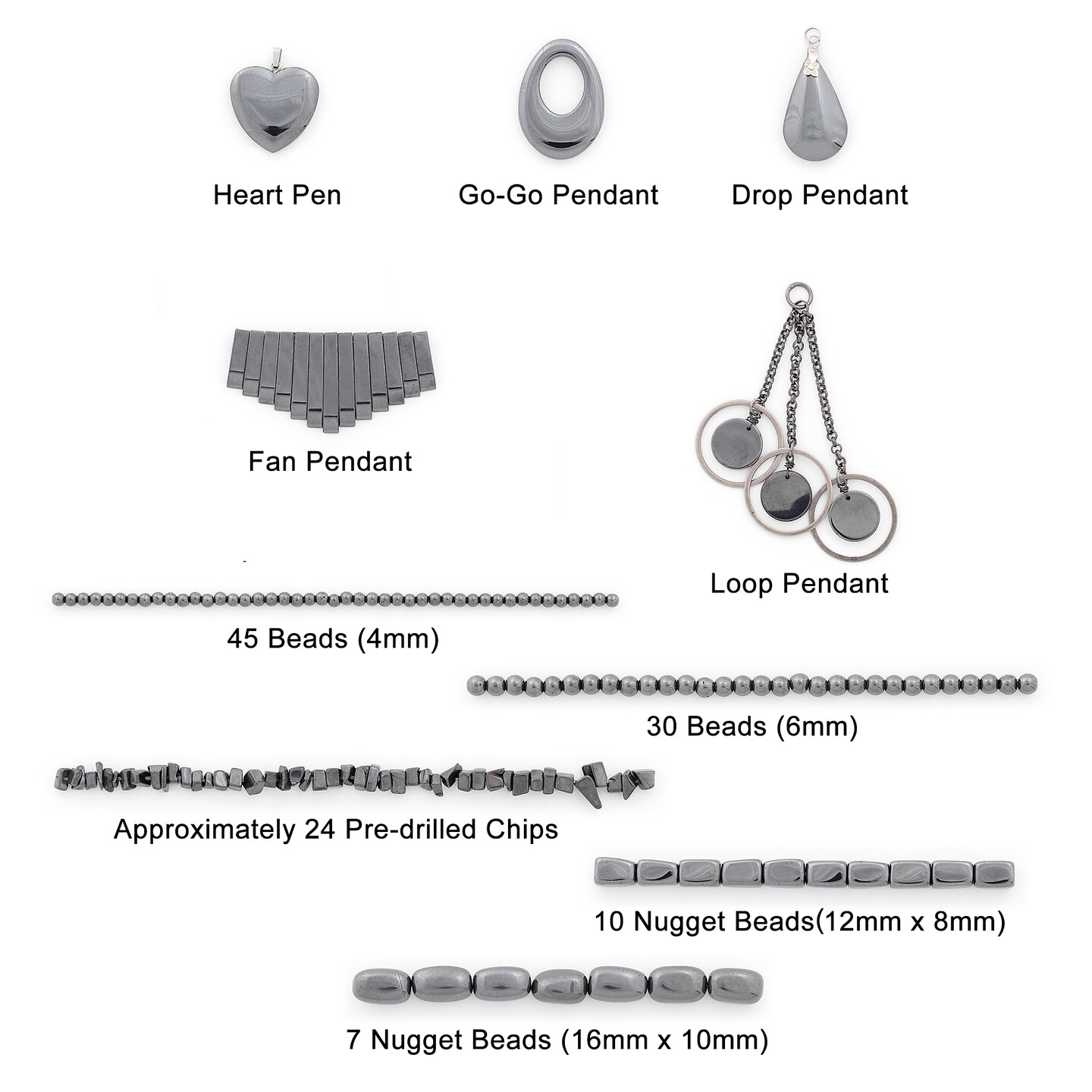 Hematite Gemstone Beads and Pendants Collection for Jewelry Making