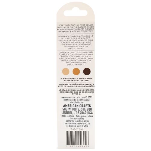 American Crafts - Sketch Markers Collection - Dual Tip - Chisel and Fine Point - Warm Neutrals 3 Pack 34007547
