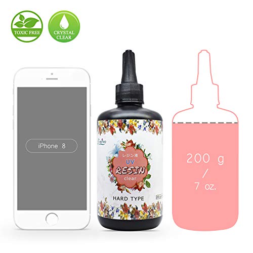 UV Resin - 200g Crystal Clear Ultraviolet Curing UV Resin for DIY Jewelry Making, Craft Decoration - Hard Transparent Glue Solar Cure Sunlight Activated Resin for Casting &#x26; Coating