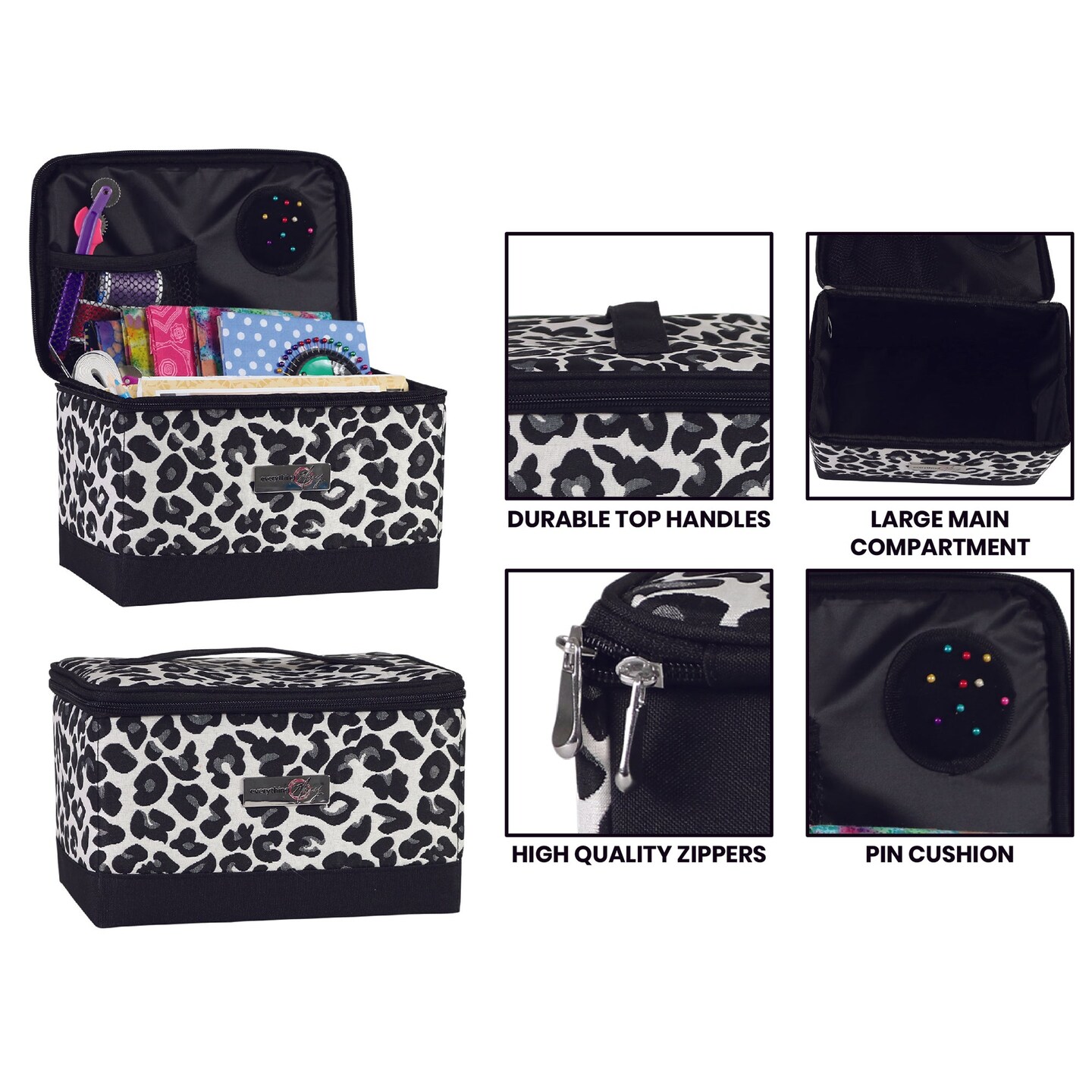 Collapsible Sewing Kit Organizer Box, Cheetah