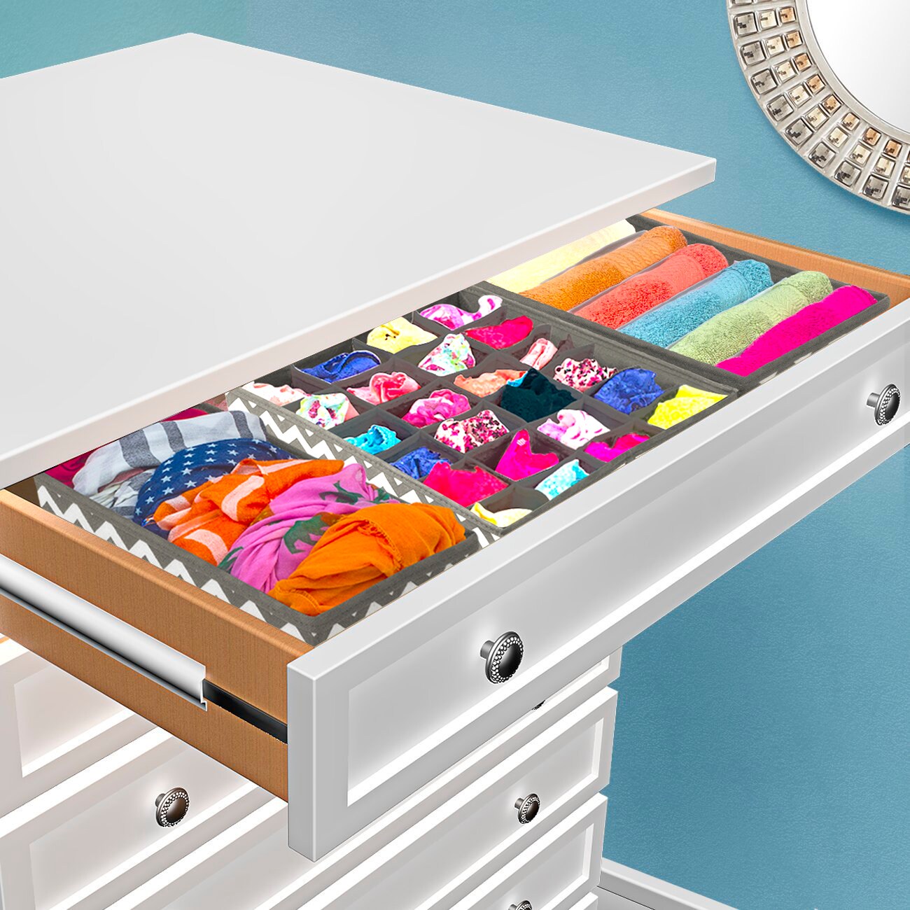 Sorbus Set of 4 Foldable Drawer Dividers, Storage Boxes, Closet Organizers, Under Bed Organizer