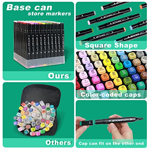60 Colors Alcohol Markers Dual Tip Markers Art Markers Set, Unique Colors (1 Marker Case) Alcohol-based Ink, Fine & Chisel, Black Penholder
