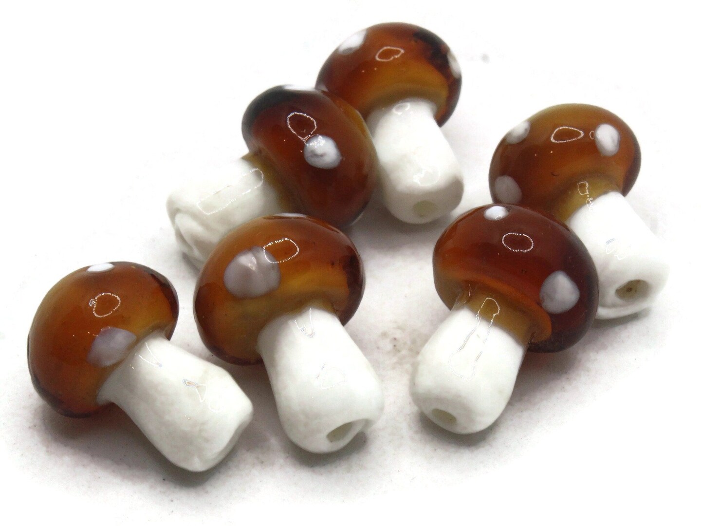 6 19mm White Mushroom Polka Dot Lampwork Glass Beads by Smileyboy Beads | Michaels