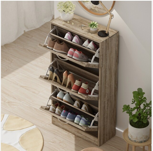 Entryway Modern Shoe Storage Rack Organizer Tall Shoe Cabinet with 3 Drawers